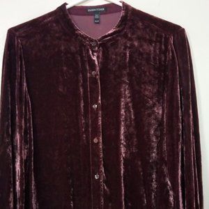 Eileen Fisher Mandarin Collar Button Long Sleeve Blouse